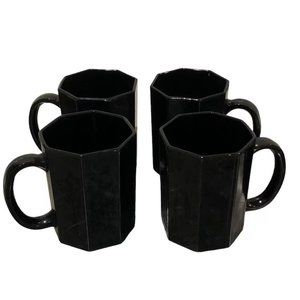 🐦‍⬛ Vintage Arcoroc Octime Black Coffee Cups 4-Piece Set